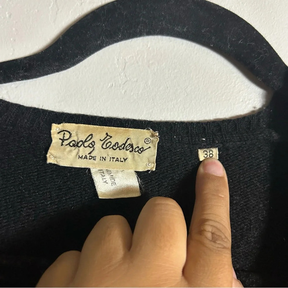 Paolo Rodesco Vintage Italian Designer Black Knotted Front Angora Sweater - Picture 4 of 7